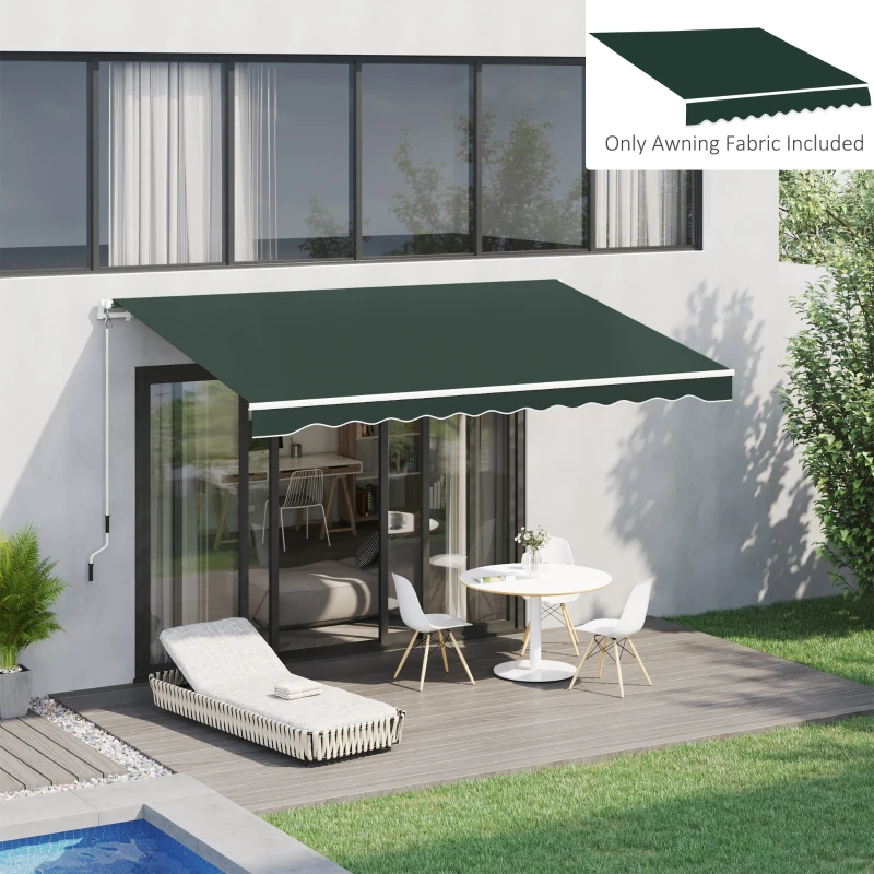 Outsunny Retractable Awning Fabric Replacement for 13' x 8' 840-151, Green