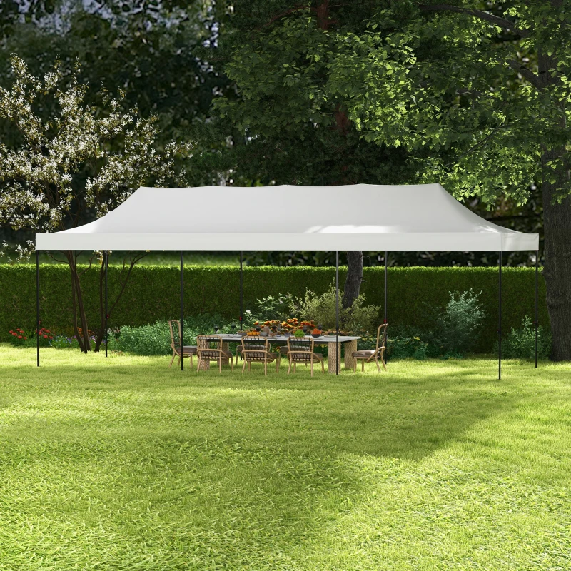 Outsunny 9.5' x 28' Pop Up Canopy Tent, Instant Tent for Parties, Height Adjustable, with Carry Bag and Sand Bags