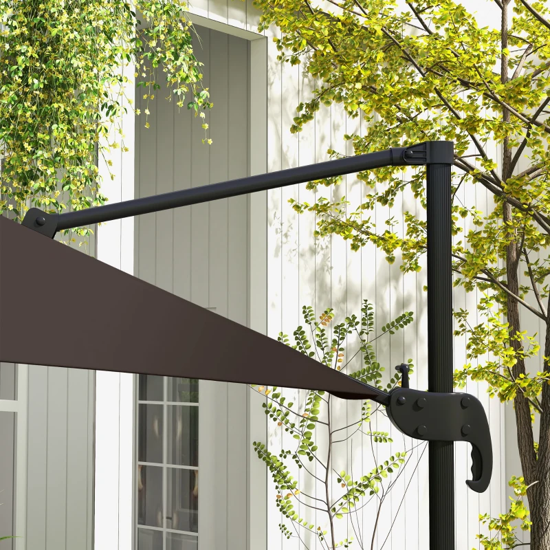 Outsunny 10x10ft Cantilever Umbrella Rotatable Square Market Parasol, 4 Adjustable Angle for Outdoor Backyard Patio Coffee