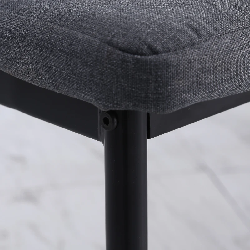 HOMCOM Modern Dining Chairs Set of 4, Upholstered Linen Fabric Kitchen Chairs with Channel Tufting and Metal Legs for Living Room, Dining Room, Bedroom, Grey