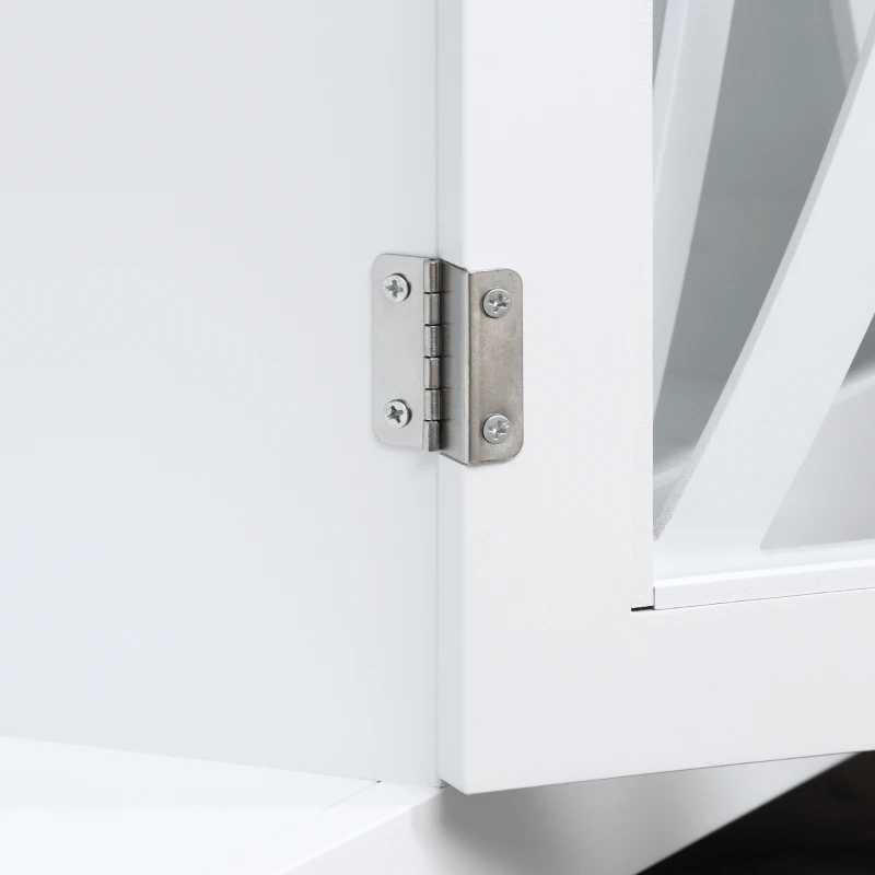 HOMCOM Sideboard, Buffet Cabinet with 3 Tempered Glass Doors, Arc Pattern and Adjustable Storage Shelf, Credenza, White