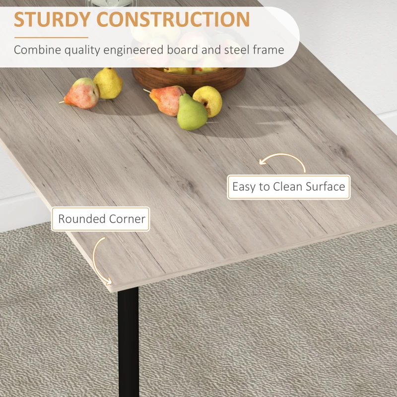 HOMCOM Modern Dining Table Set for 4, 5-Piece Kitchen Table Set, Rectangular Dining Table and 4 Chairs for Small Space, Dinette, Breakfast Nook, Gray