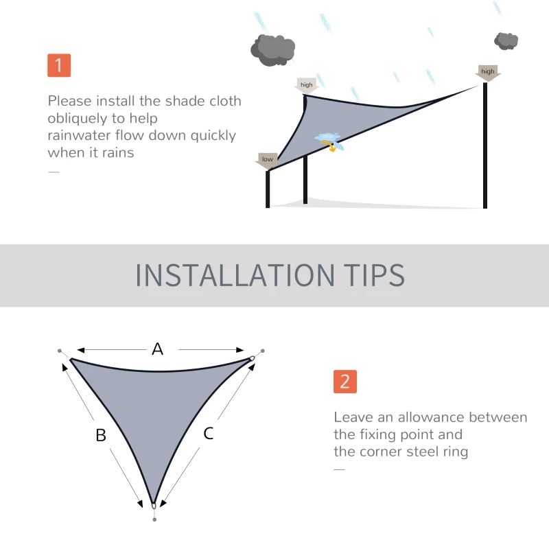 Outsunny Triangle 12' Canopy Sun Sail Shade Garden Cover UV Protector Outdoor Patio Lawn Shelter with Carrying Bag, Grey