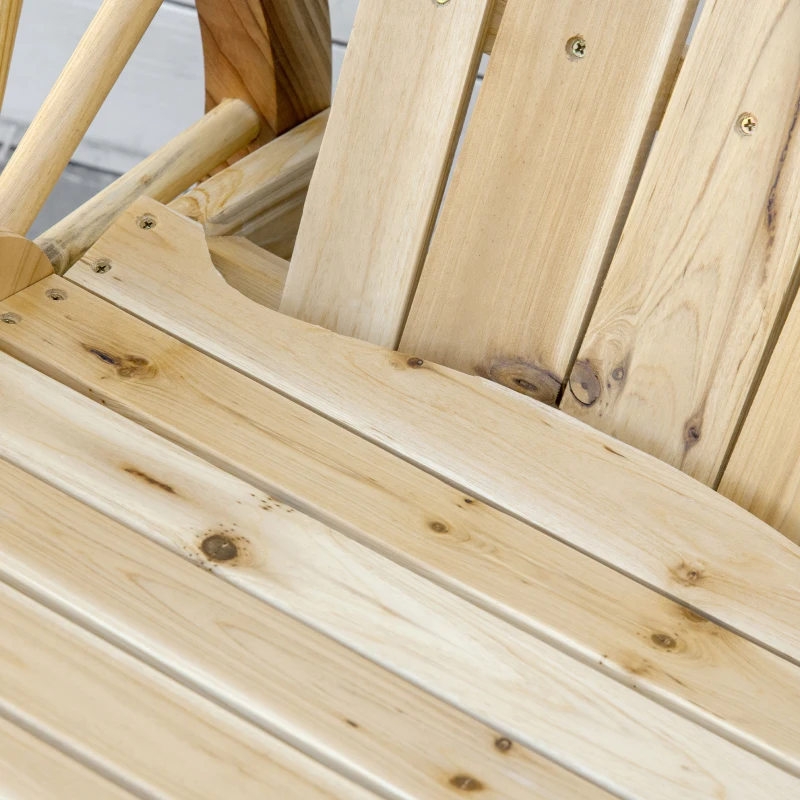 Outsunny Patio Wooden Rocking Chair, Wagon Outdoor Rocker Chair with Slatted Design and Wheel Armrests for Garden, Natural