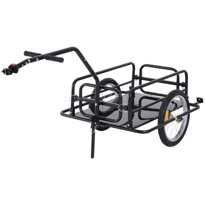 Aosom Foldable Bike Cargo Trailer Cart with Hitch, 88 lbs. Capacity, Black(m-11)