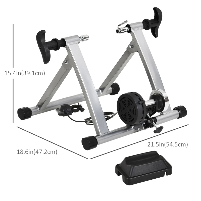 Soozier Bike Trainer Magnetic Bicycle Stand Indoor Exerciser w/ Quick Release Skewer, 5 Levels Resistance Silver