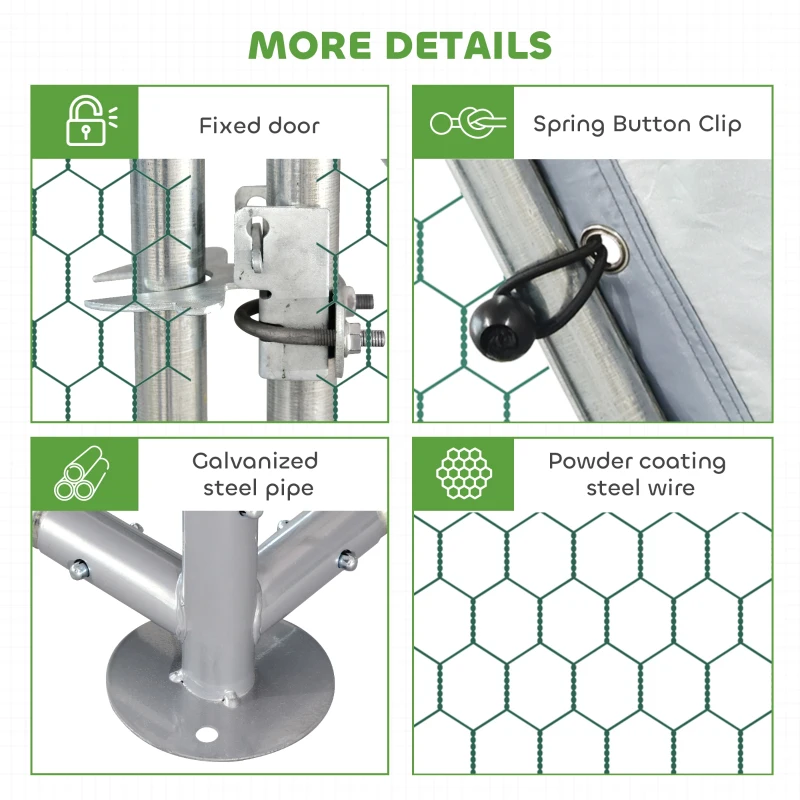 PawHut 9.2' x 6.3' Metal Chicken Coop, Galvanized Walk-in Hen House, Poultry Cage Outdoor Backyard with Waterproof UV-Protection Cover for Rabbits, Ducks