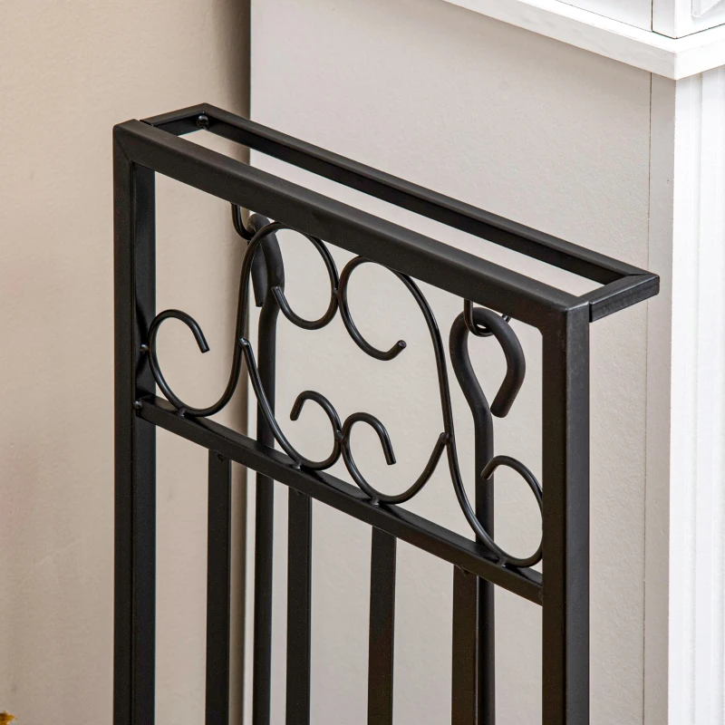 HOMCOM Heavy Duty Firewood Wood Log Rack Vintage Design Firewood Storage Shelf w/ 4 Tools, Black