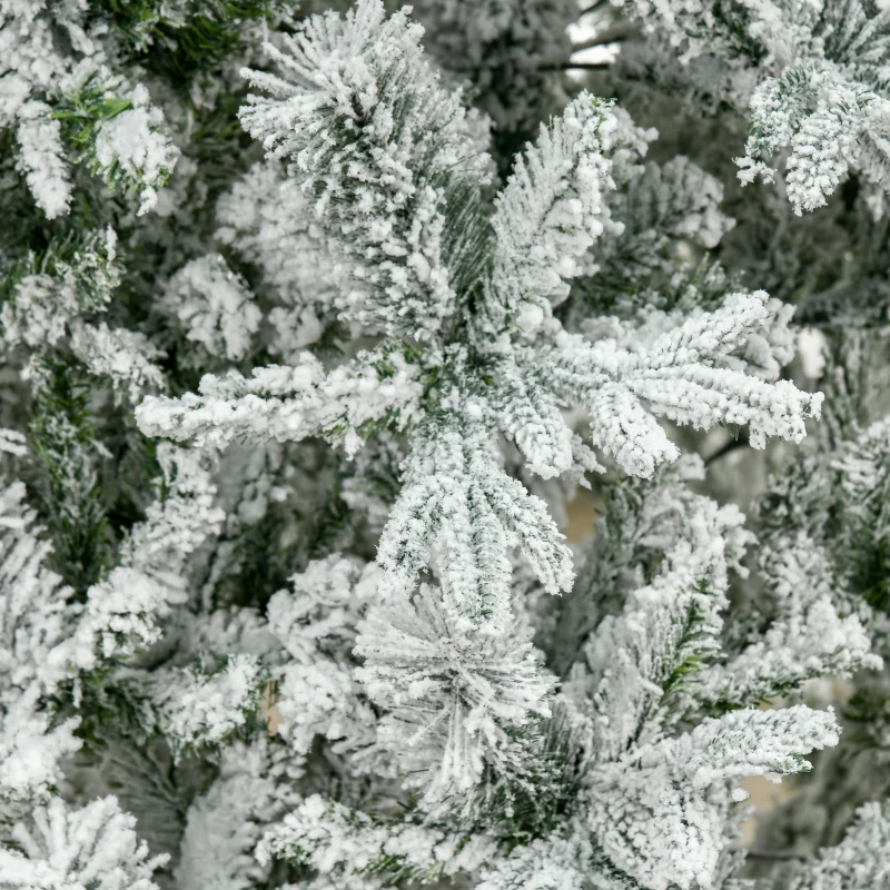 HOMCOM 9' Unlit Snow Flocked Pine Artificial Christmas Tree with Realistic Branches and 1159 Tips, Green