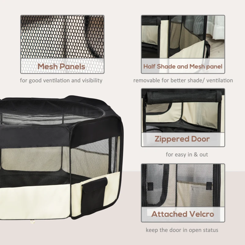 PawHut 49.2-inch Soft Pet Playpen Folding Dog Pen Outdoor with Bag