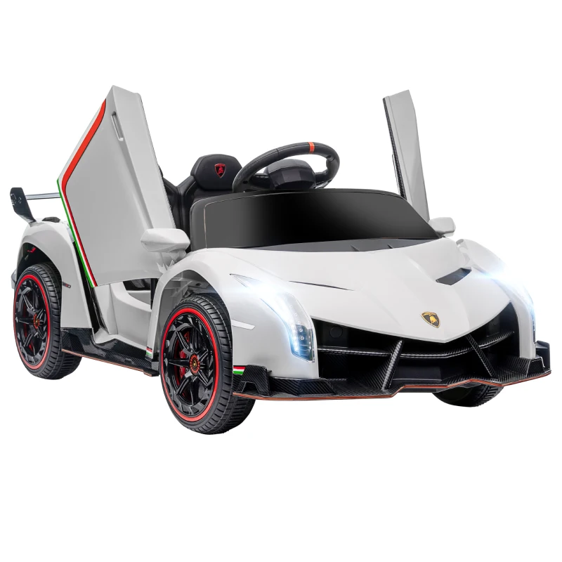 Aosom Lamborghini Veneno Licensed 12V Electric Kids Ride on Car with Bluetooth, Remote, White