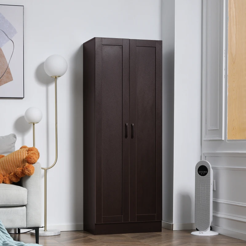 HOMCOM 66" Kitchen Pantry Cabinet, Freestanding Storage Cabinet with 2 Soft Close Doors and 4 Shelves, Dark Walnut