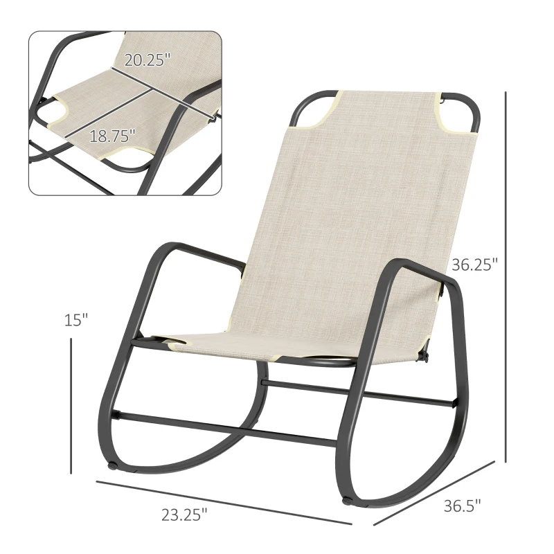 Outsunny Garden Rocking Chair Outdoor Indoor for Patio, Balcony, Porch, Light Brown