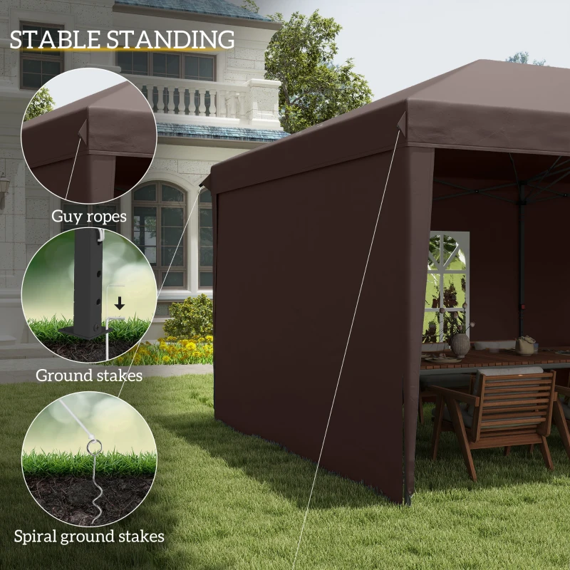 Outsunny 10' x 20' Pop Up Canopy Tent with 4 Sidewalls, Instant Gazebo with Carry Bag for Garden, Patio, Coffee(m-7)