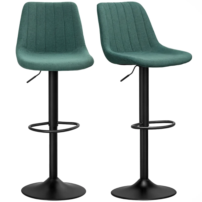 HOMCOM Adjustable Barstools Set of 2, Swivel Bar Stools with Back and Footrest for Kitchen Island Counter, Green