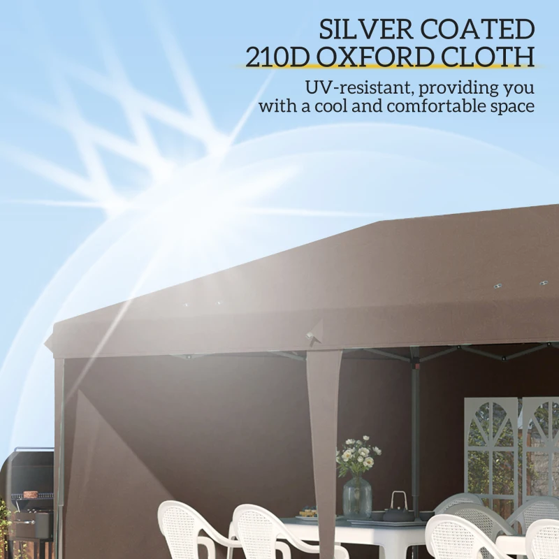 Outsunny 10' x 20' Pop Up Canopy Tent with 4 Sidewalls, Instant Gazebo with Carry Bag for Garden, Patio, Coffee(m-6)