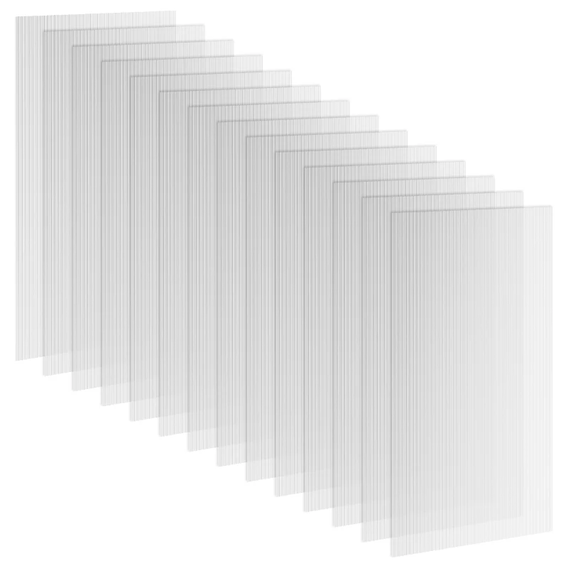 Outsunny 14 Pieces Twin-Wall Polycarbonate Panels Waterproof UV Protected Polycarbonate Greenhouse Panels, 4' x 2' x 0.16", Clear(m-11)