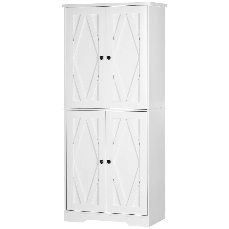HOMCOM Farmhouse Tall Kitchen Pantry Storage Cabinet, Freestanding Cabinets with Doors and Shelves Kitchen Shelf Storage