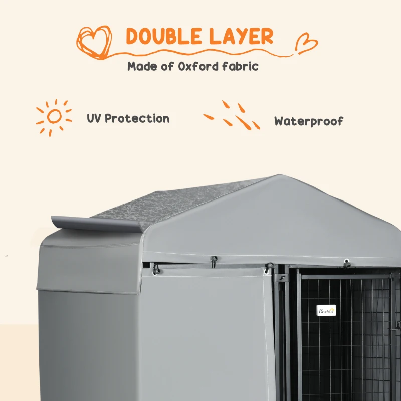 PawHut 4' x 4' x 6' Outdoor Dog Kennel with Waterproof Canopy, Removable Windproof Walls, Dog Run Exercise Pen for Small & Medium Dogs, Chickens, Ducks