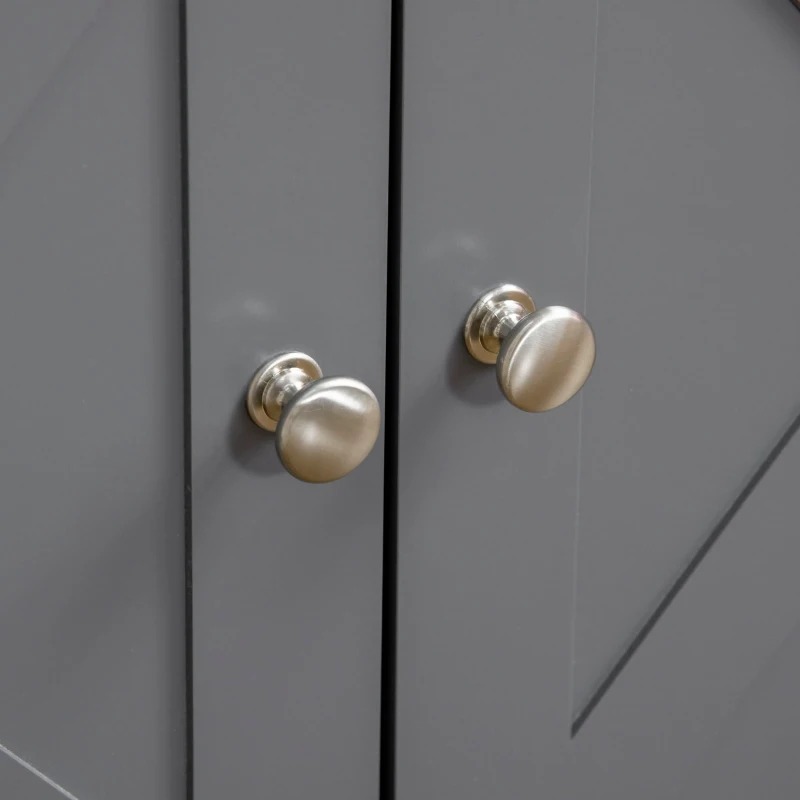 PawHut Wide & Large Cat Litter Box Furniture Hidden Farmhouse Table with Magnetic Doors, Big Covered Kitty Litter Box Enclosure Cabinet with Shelves, Pet Furniture Cat Gift Side Table, Gray