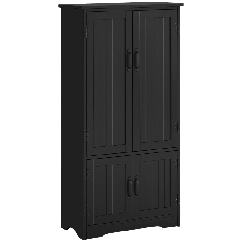HOMCOM 48" 4-Door Storage Cabinet Multi-Storey Large Space Pantry with Adjustable Shelves Black