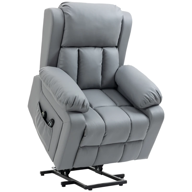HOMCOM Electric Recliner Chair, Lift Chair for Elderly with Vibration Massage, Remote Control and Side Pockets, Gray