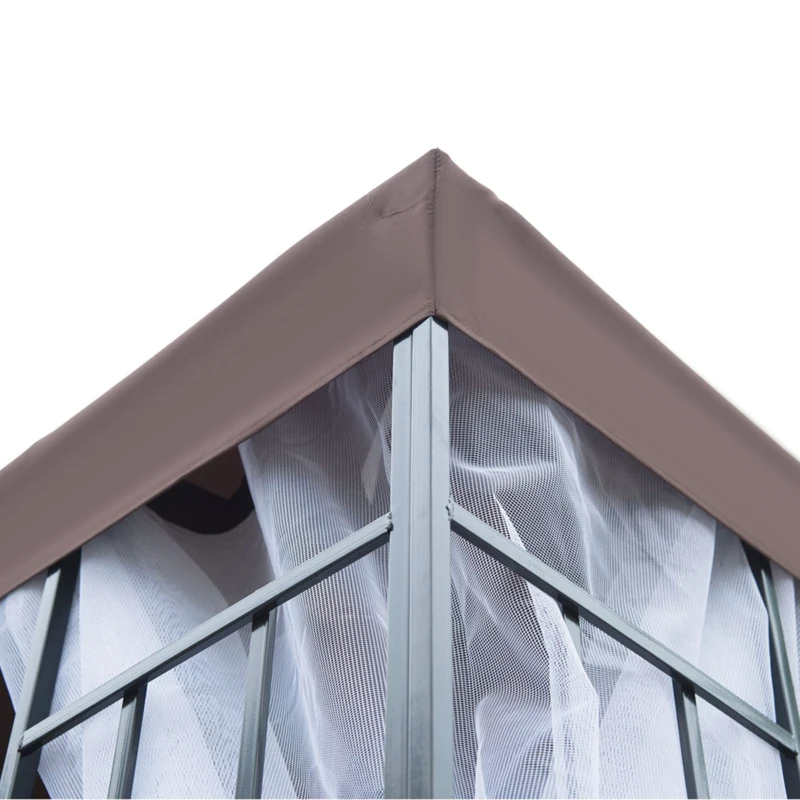 Outsunny 10' x 10' Outdoor Gazebo, Double Roof Outdoor Gazebo Canopy Shelter with Mesh Netting, Steel Corner Frame for Patio, Backyards and Parties, Coffee