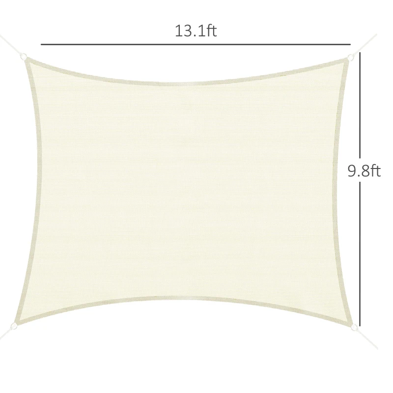 Outsunny Rectangle 10' x 13' Canopy Sun Sail Shade Garden Cover UV Protector Outdoor Patio Lawn Shelter with Carrying Bag (Cream White)