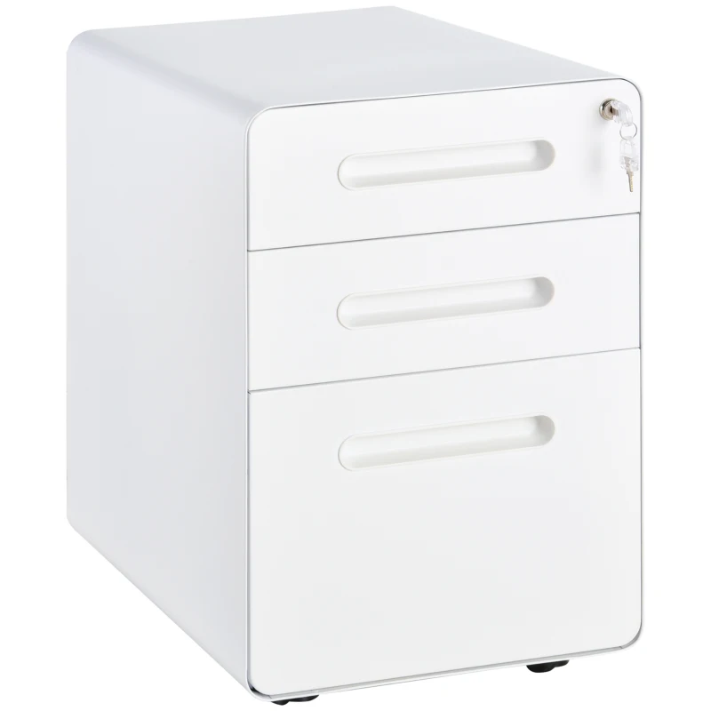 Vinsetto Lockable File Cabinet, Steel Filing Cabinet on Wheels for Legal, A4, Letter Size, Home Office