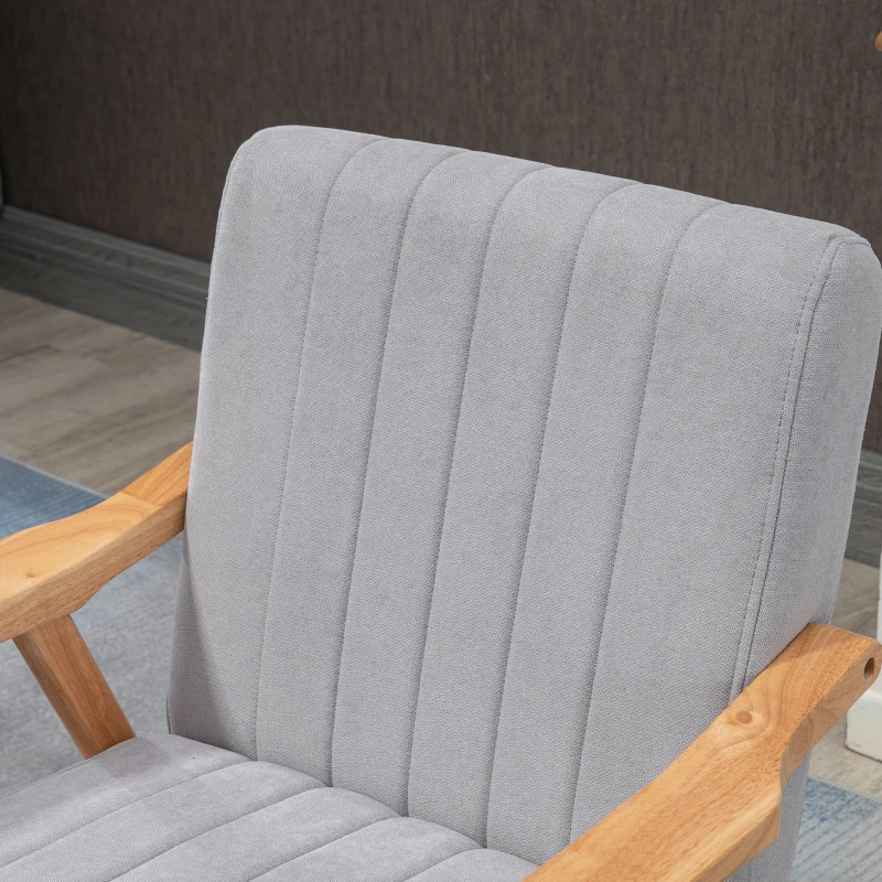 HOMCOM Soft Accent Chair Upholstered Arm Chair for Living Room Furniture Comfy Chair for Bedroom Living Room Chair Gray