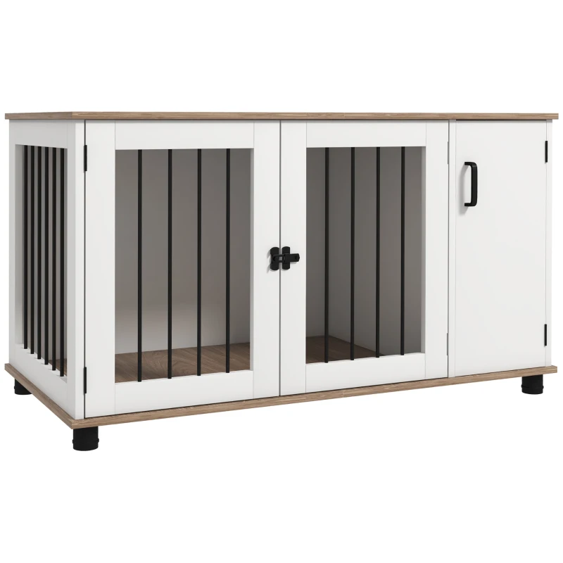 PawHut Dog Crate Furniture Side End Table Indoor w/ Storage, Double Doors