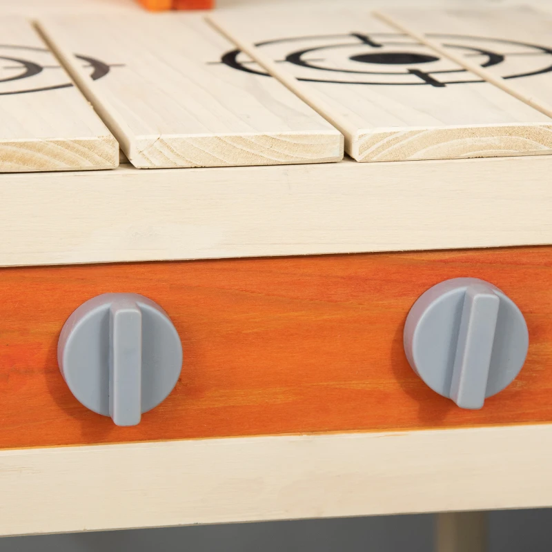 Qaba Kids Kitchen Playset, Wooden Pretend Play Kitchen Toy Set for Toddlers with Chalkboard, Removable Sink, Faucet, Storage Shelves, for 3-8 Years