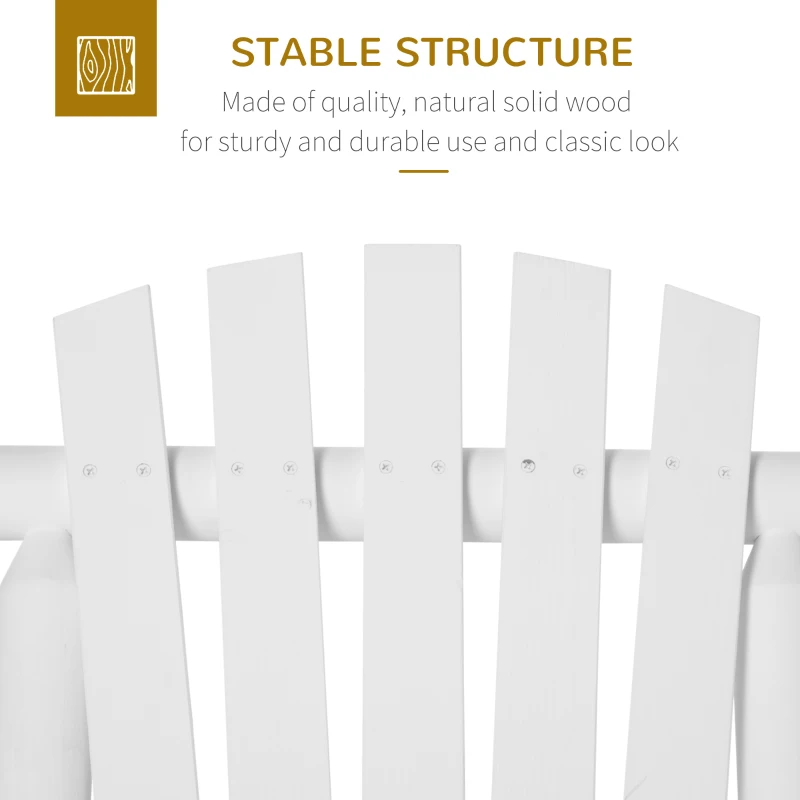 Outsunny Outdoor Wooden Rocking Chair, Single-Person Rustic Adirondack Rocker with Slatted Seat, High Backrest, Armrests for Patio, Garden and Porch, White