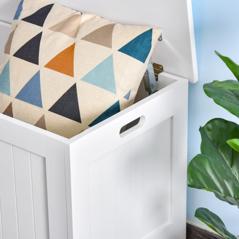 HOMCOM Large Storage Box Storage Trunk Cabinet Container with Lid and 2 Safety Hinges, White