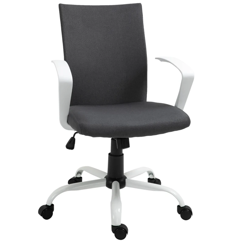 Vinsetto Linen Mid Back Office Chair With Tilt Function, Swivel Computer Chair, Charcoal Grey