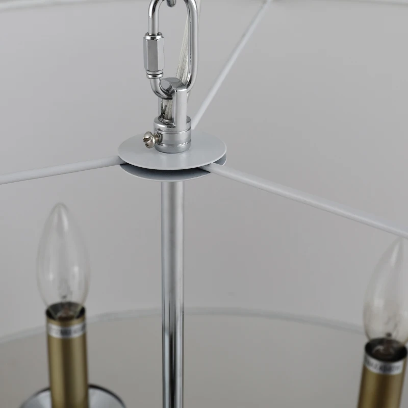 HOMCOM 6-Light Modern Chandelier Candle Pendant Light, Drum Fabric Lampshade for Dining Room, Bedroom, Kitchen, Living Room with Hanging Light Fixture, White