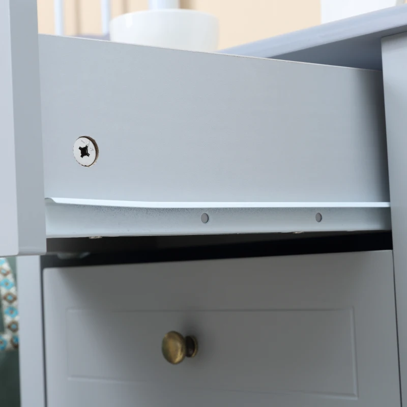 HOMCOM Side Table with 2 Storage Drawers, Modern End Table with Bottom Shelf for Living Room, Home Office, Grey