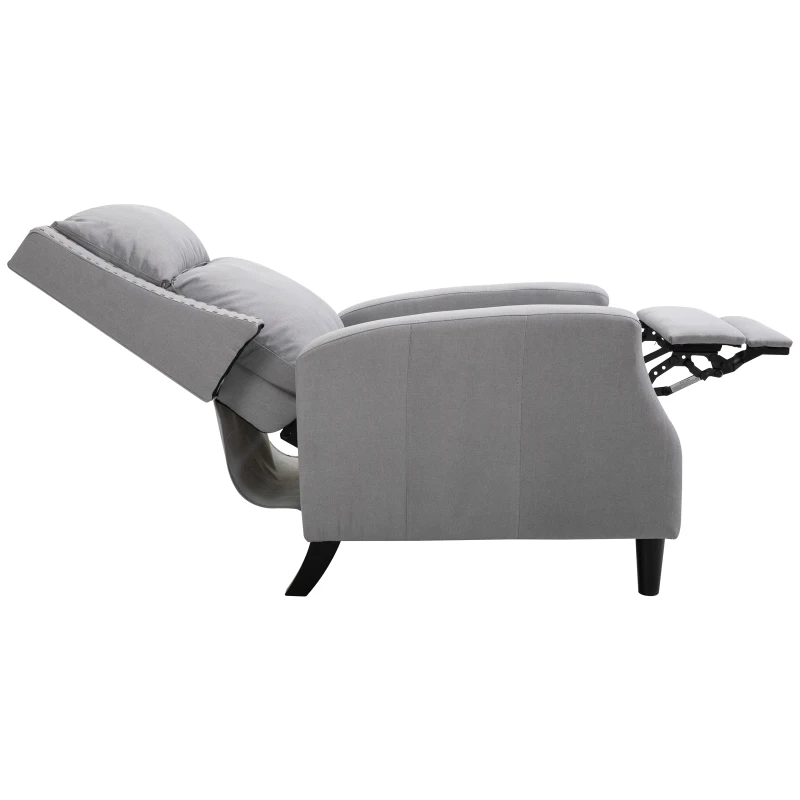 HOMCOM Manual Recliner Single Sofa Chair with Pushback, Accent Lounge Arm Chair with Retractable Footrest, Grey