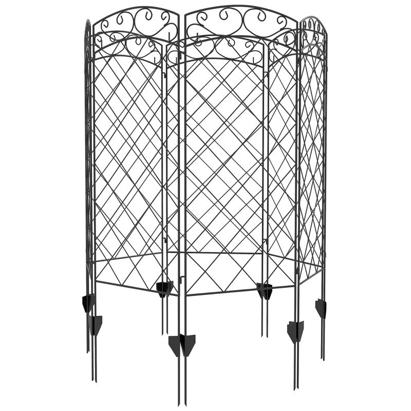 Outsunny 7 Pack Garden Fencing for Yard, Decorative Fence Panels as Animal Barrier and Flower Edging, Black