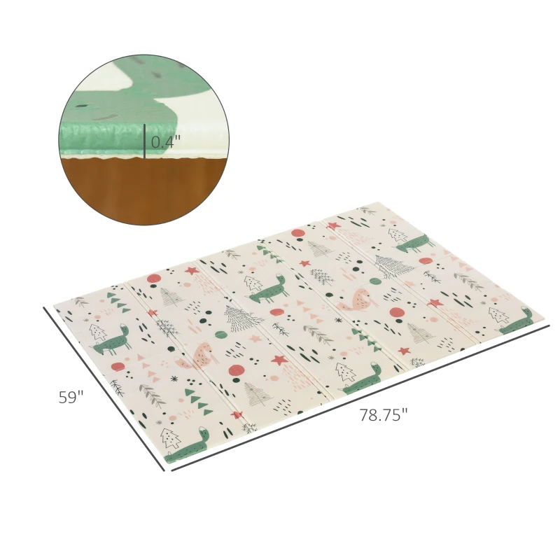 Qaba Foldable Baby Play Mat Educational Reversible XPE Floor Mat Heat-Insulating Crawling Toddler Foam Mat Portable Picnic Carpet Exercise Workout Mat for Indoor & Outdoor 79" x 59"