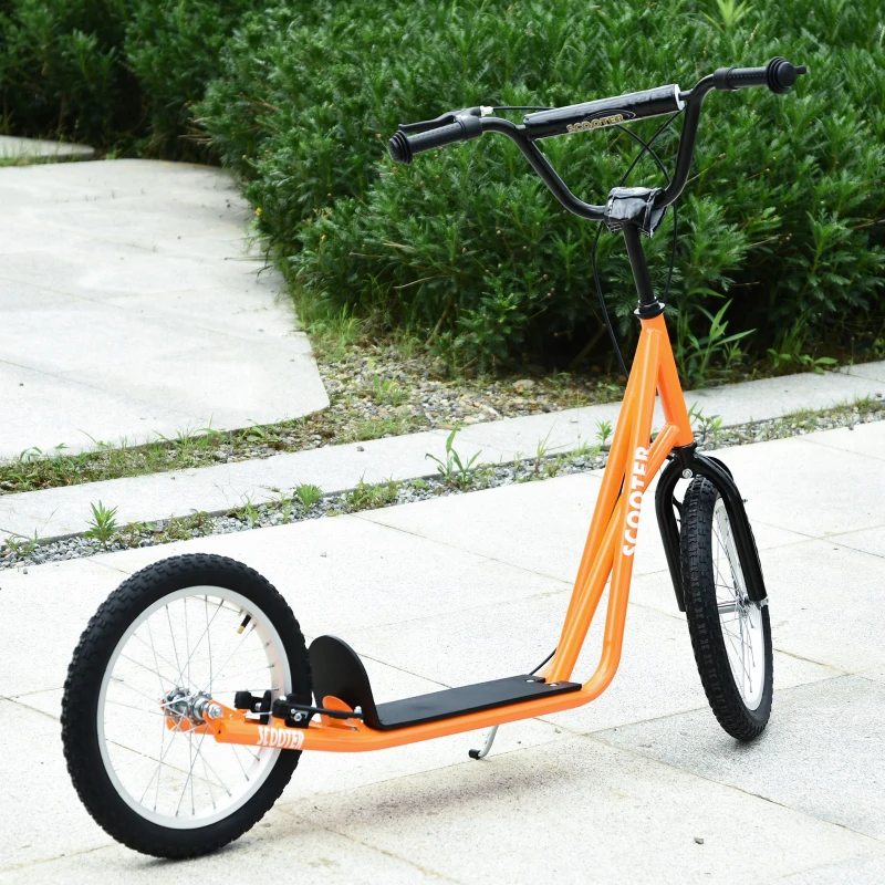 Aosom Youth Scooter Kick Scooter for Kids 5+ with Adjustable Handlebar Front and Rear Dual Brakes, Orange