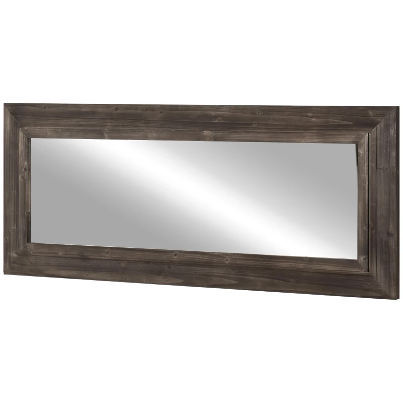 HOMCOM 59" x 23.5" Full Length Mirror, Farmhouse Wall Mount and Leaner Floor Mirror, Vertical and Horizontal for Bedroom, Dark Brown
