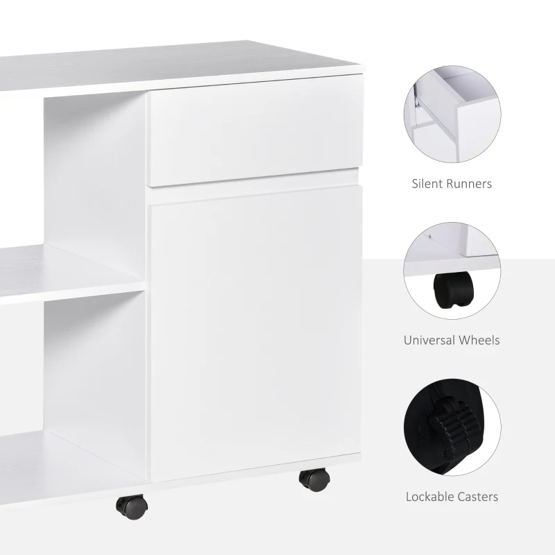 HOMCOM Printer Stand, Storage Cabinet with Drawer, Open Storage Shelves, for Home or Office Use, White