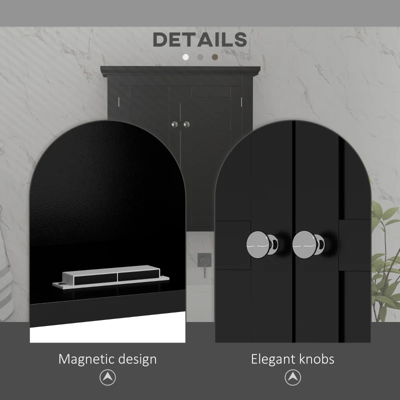 kleankin Bathroom Cabinet, Medicine Cabinet, Over Toilet Storage Cabinet with Adjustable Shelves for Entryway, Black