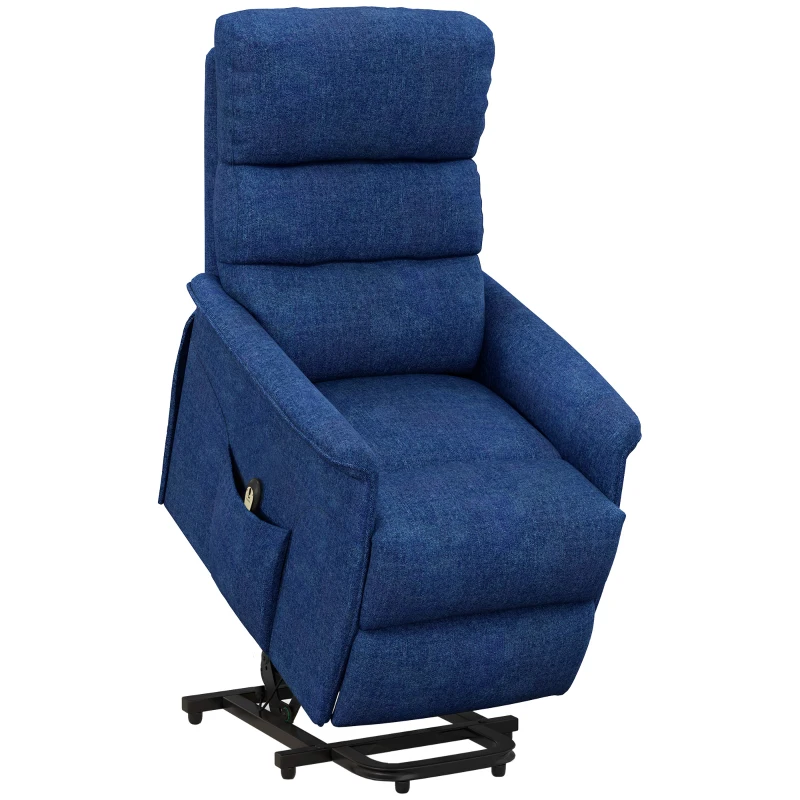 HOMCOM Power Lift Chair for Seniors, Electric Lift Recliner Chair with Remote Control, Side Pockets for Living Room, Dark Blue