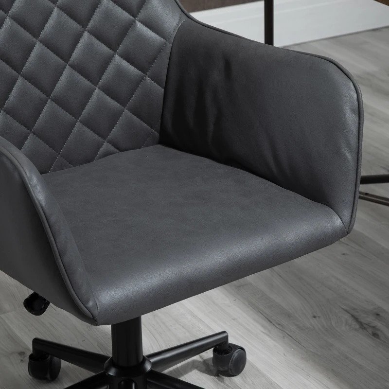 Vinsetto Mid Back Modern Home Office Chair Swivel Computer Desk Chair with Adjustable Height, Microfiber Cloth, Diamond Line Design, and Padded Armrests, Dark Gray