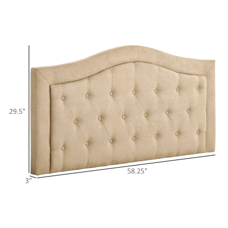 HOMCOM Upholstered Headboard, Button Tufted Bedhead Board, Home Bedroom Decoration for Full-Sized Beds, Beige