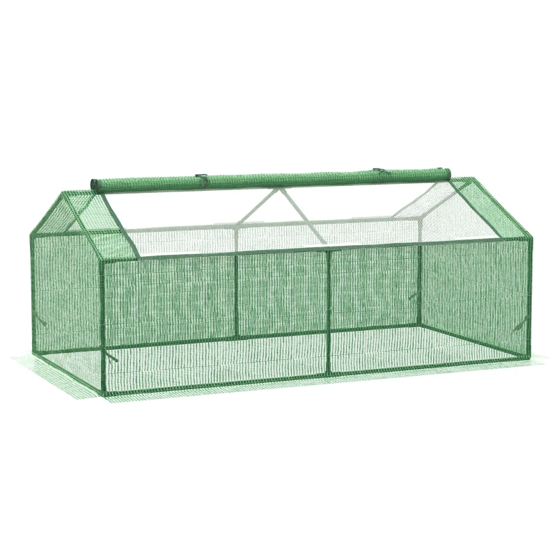 Outsunny Mini Greenhouse, Portable Garden Green House with Zipper Windows, PE Cover for Outdoor, Indoor, 71" x 36" x 28", Green