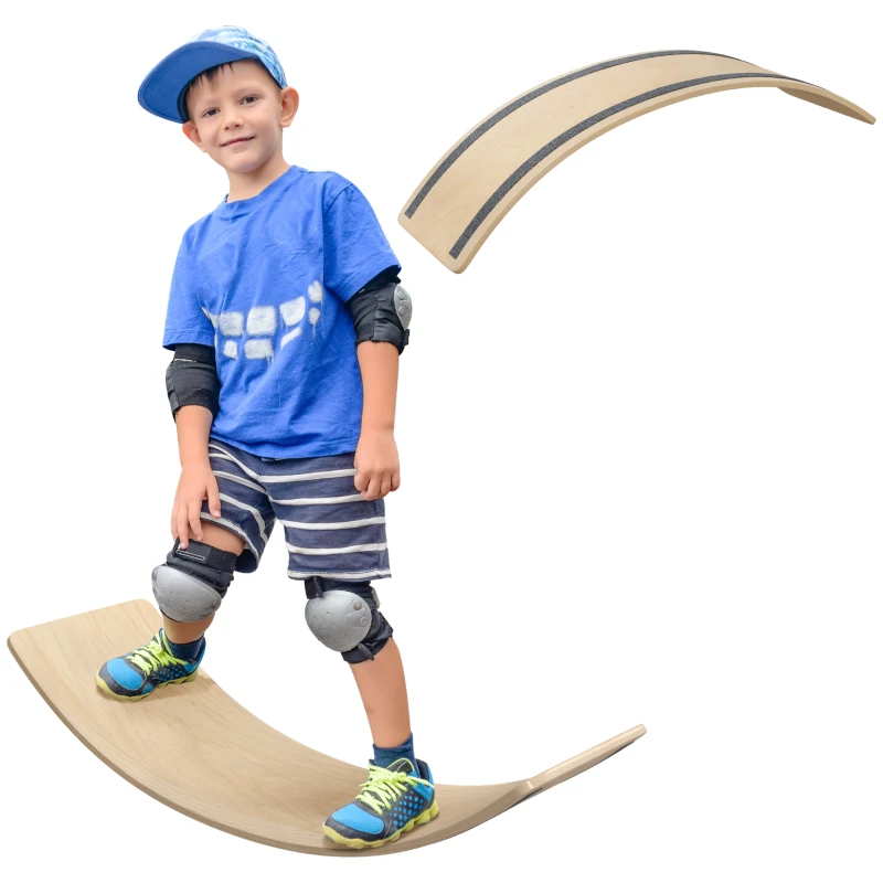 Qaba 35 Inch Wooden Balance Board for Kids Years 3-8, Wood