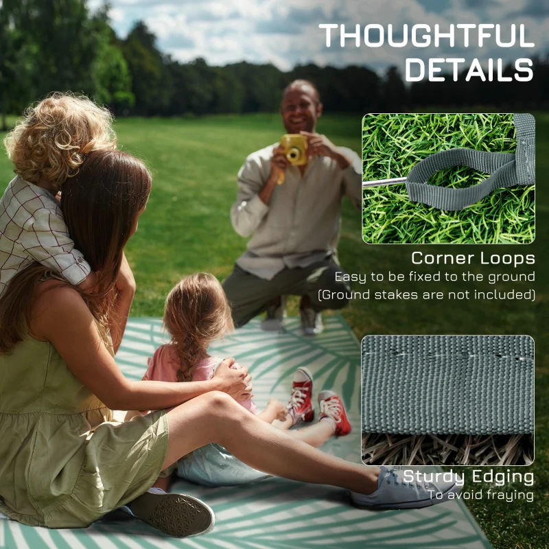 Outsunny Reversible Outdoor Rug with Carry Bag, 9' x 12' Waterproof Rug, Portable RV Camping Carpet for Backyard